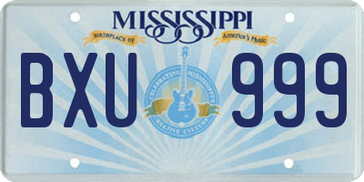 MS license plate BXU999