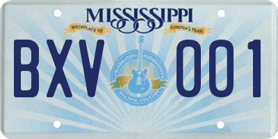 MS license plate BXV001