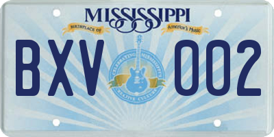 MS license plate BXV002