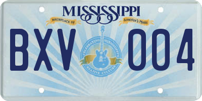 MS license plate BXV004