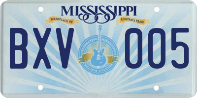 MS license plate BXV005