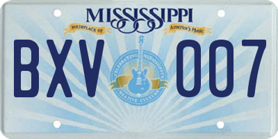MS license plate BXV007