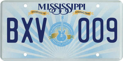 MS license plate BXV009
