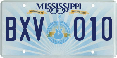 MS license plate BXV010