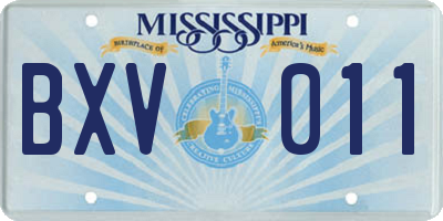 MS license plate BXV011