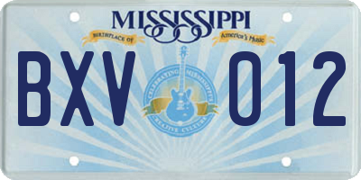 MS license plate BXV012