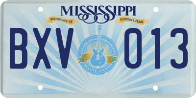 MS license plate BXV013