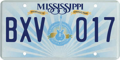 MS license plate BXV017
