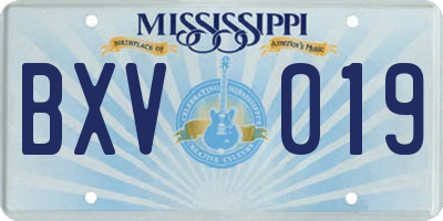 MS license plate BXV019