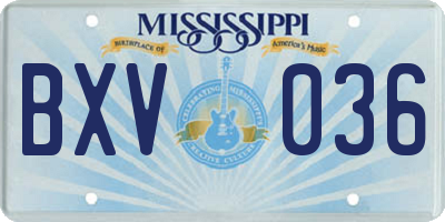 MS license plate BXV036