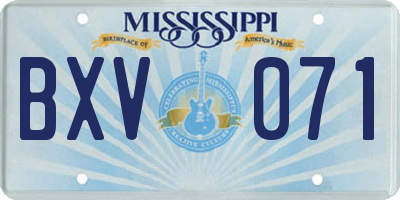 MS license plate BXV071