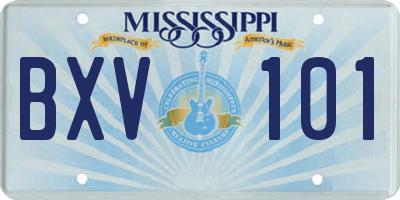 MS license plate BXV101