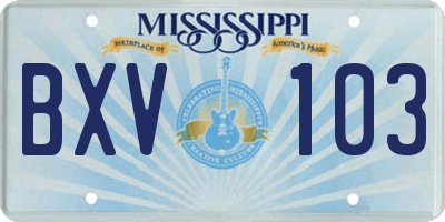 MS license plate BXV103