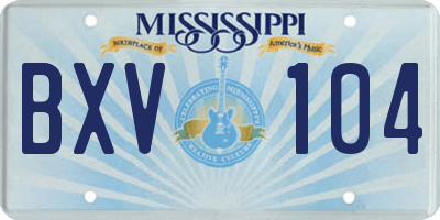 MS license plate BXV104