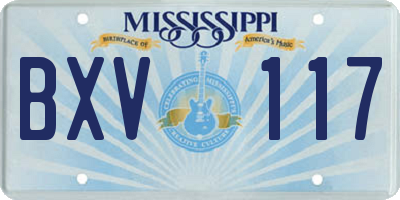MS license plate BXV117