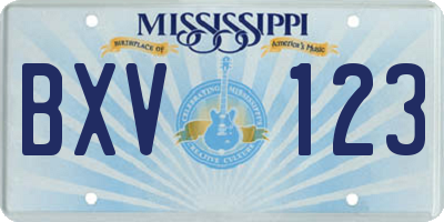 MS license plate BXV123