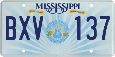 MS license plate BXV137