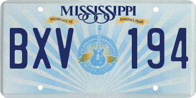 MS license plate BXV194