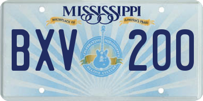 MS license plate BXV200
