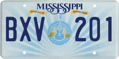 MS license plate BXV201