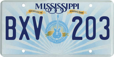 MS license plate BXV203