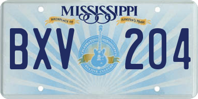 MS license plate BXV204