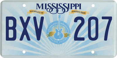 MS license plate BXV207