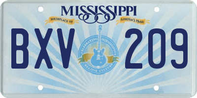 MS license plate BXV209