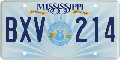MS license plate BXV214