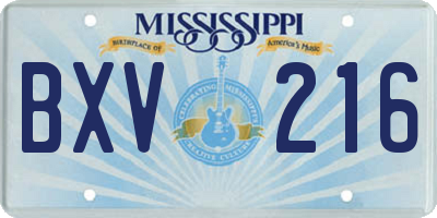 MS license plate BXV216