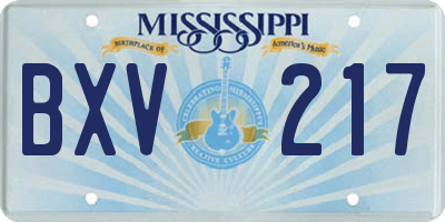 MS license plate BXV217