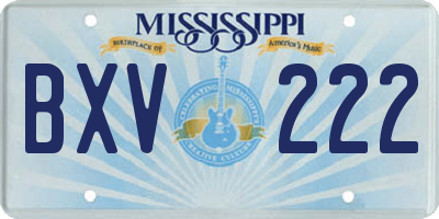 MS license plate BXV222