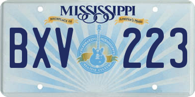 MS license plate BXV223