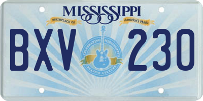 MS license plate BXV230