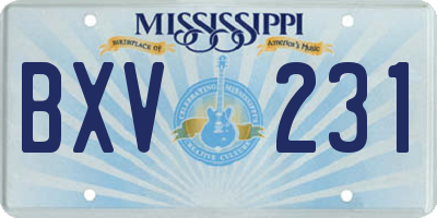 MS license plate BXV231