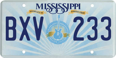 MS license plate BXV233