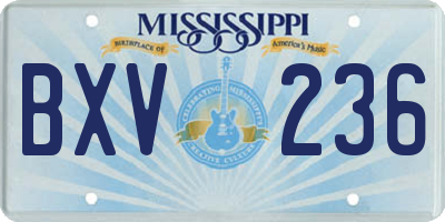 MS license plate BXV236