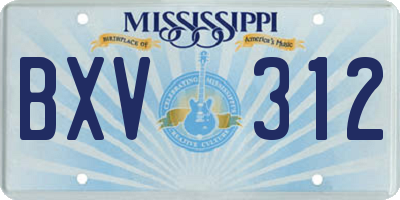 MS license plate BXV312