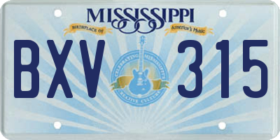 MS license plate BXV315