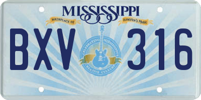 MS license plate BXV316