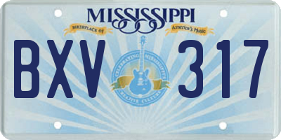 MS license plate BXV317