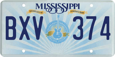 MS license plate BXV374