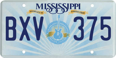 MS license plate BXV375