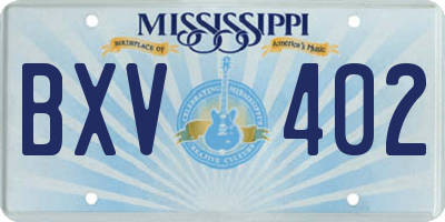 MS license plate BXV402