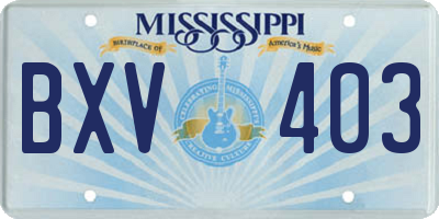 MS license plate BXV403