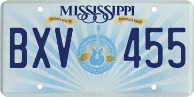 MS license plate BXV455