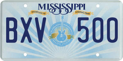 MS license plate BXV500