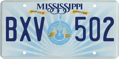 MS license plate BXV502