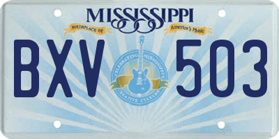 MS license plate BXV503