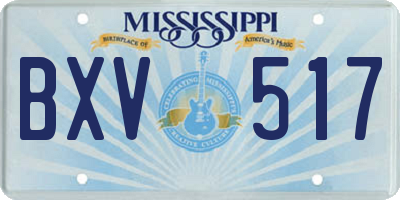 MS license plate BXV517